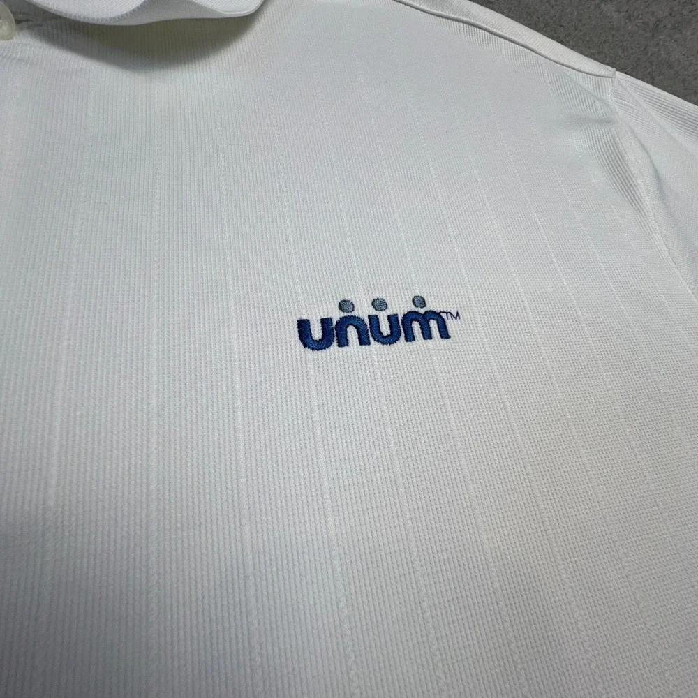 Nike Golf Dri Fit White Mens Polo Large Shirt Embroidered Unum Logo - Picture 2 of 11